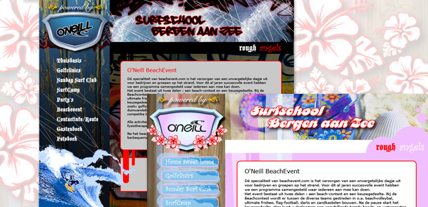 website Surfschool Bergen aan Zee - rough en angels versie